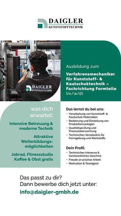 Verfahrensmechaniker Kunststoff Formteile